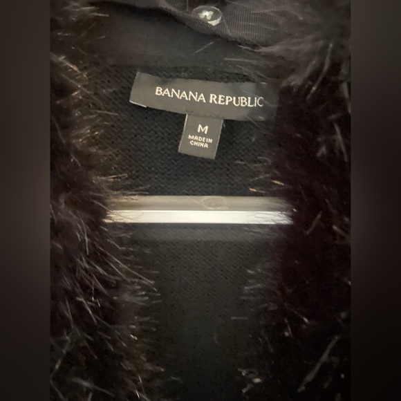 Banana Republic Black Jacket/sweater with Fur Trim Full Zip Banana Republic, Med - Picture 3 of 6